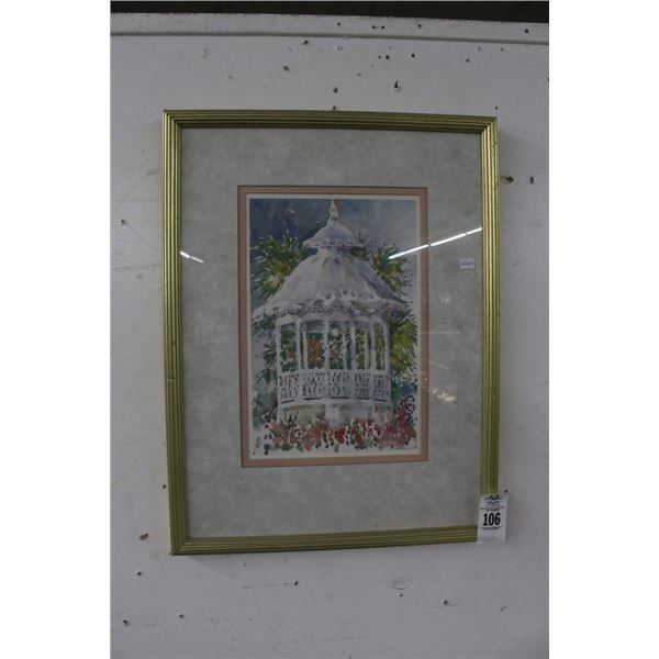 Framed Watercolor of Cupol Porch - 20"  X  24"