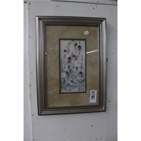 Framed Floral Water Color - 20"  X  24"