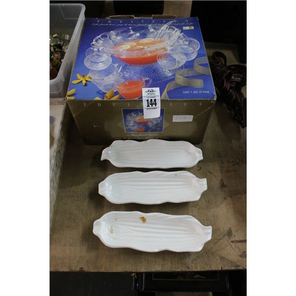 Punch Bowl Set, Corn Husk Dishes