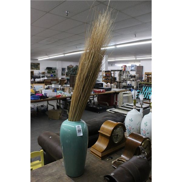 Pastel Blue Vase w/Reeds