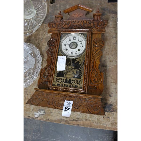 8 Day Presonic Palm Etched Cabinet Clock Ornately Carved