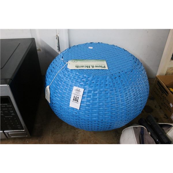 Round Blue Wicker Ottoman
