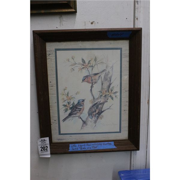 Small Framed Bird Wall Art Signed Hunter