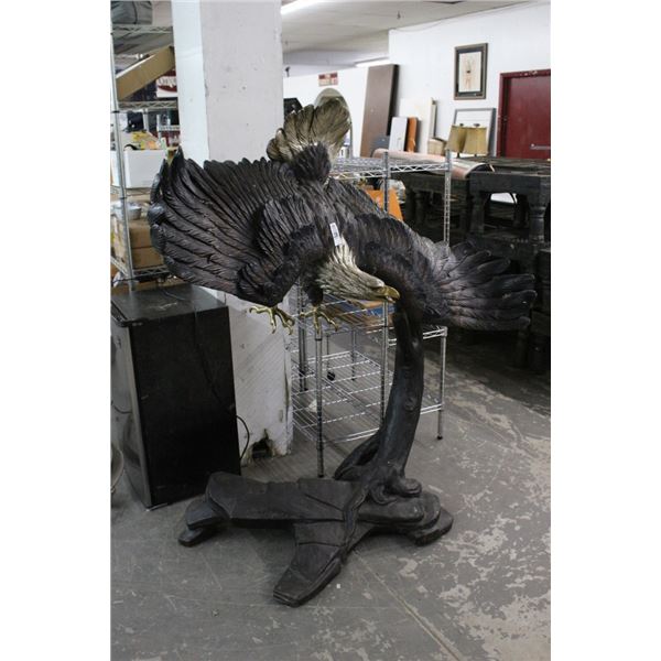 5'  T  X  4'  W  Bronze Eagle Statuary Signed Dania