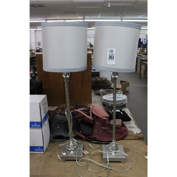 Ornate Metal Stick Lamps - Pair