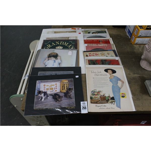 Asst. Unframed Art, Vintage Promotions