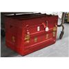 Image 2 : Vintage Red Animal Motif Steamer Trunk