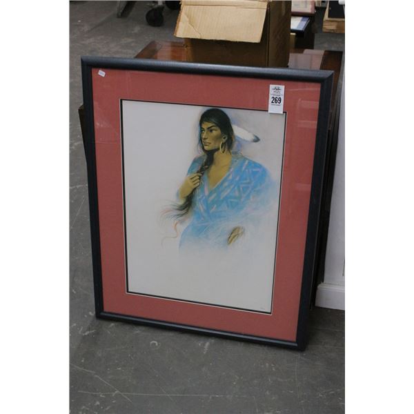 Framed Indian Woman Wall Art - 24"  X  30"