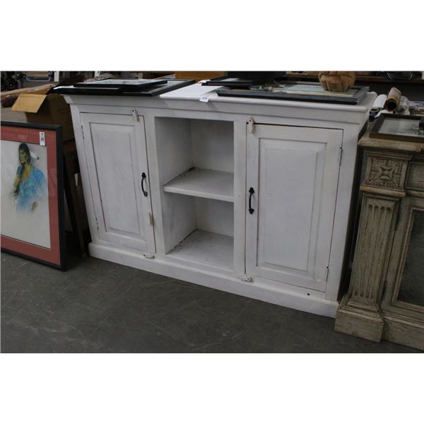 Distressed White Hall Cabinet