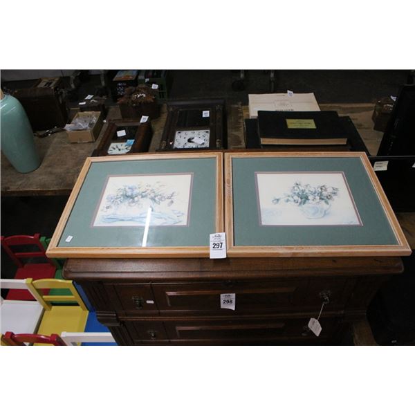 Small Framed Floral Wall Art - Pair