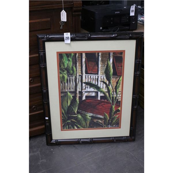 Tropical Beach House Framed Wall Art Signed Butler - 24"  X  30"