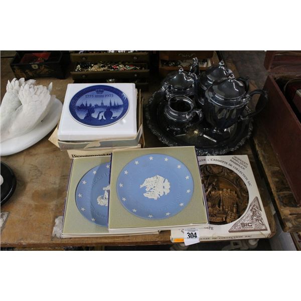 Asst. Collector Plates, Silver Plate Tea Service