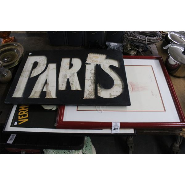 Paris Metal Wall Art, Sketch of Girl, Martini & Rossi Promotion