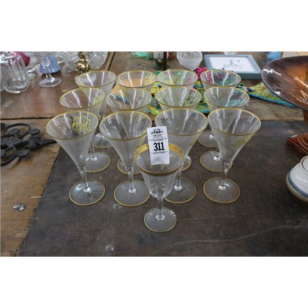 Gold Etched Stem Glasses 13, Knife