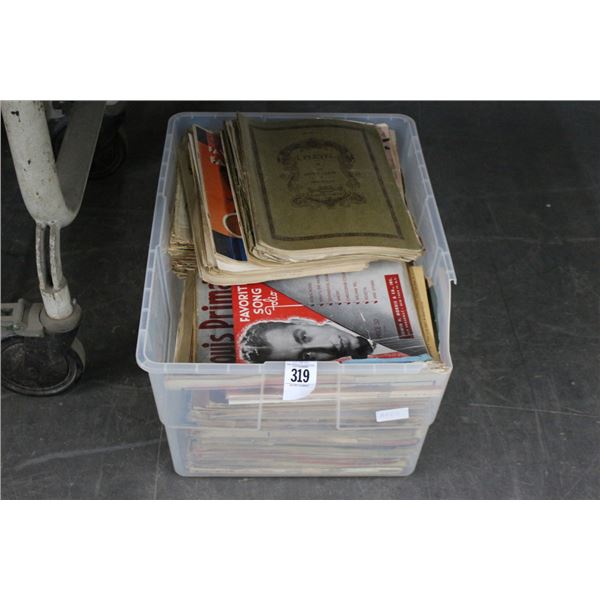 Bin w/Old Sheet Music, Song Books