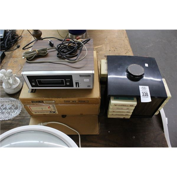8 Track Cassettes w/Cabinet, Panasonic 8 Track Player