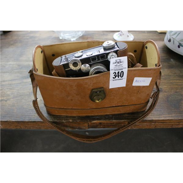 Vintage Camera, Accessories, Leather Bag