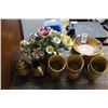 Image 1 : Earthtone China Bowls, Mugs, Pitcher, Capodimonte Style Centerpiece