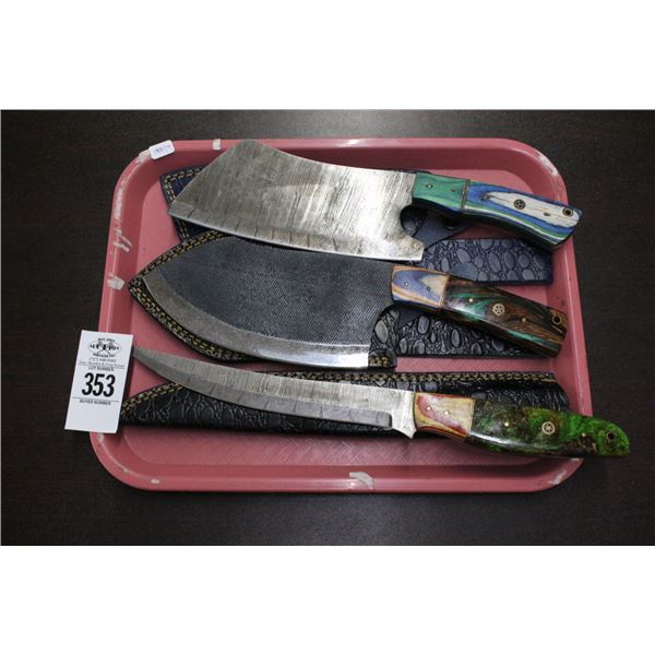 3-Custom Knife w/Sheath - 3 X $
