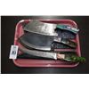Image 1 : 3-Custom Knife w/Sheath - 3 X $