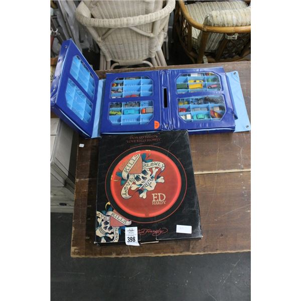 Ed Hardy Wall Clock, Case of Vintage Matchbox Cars