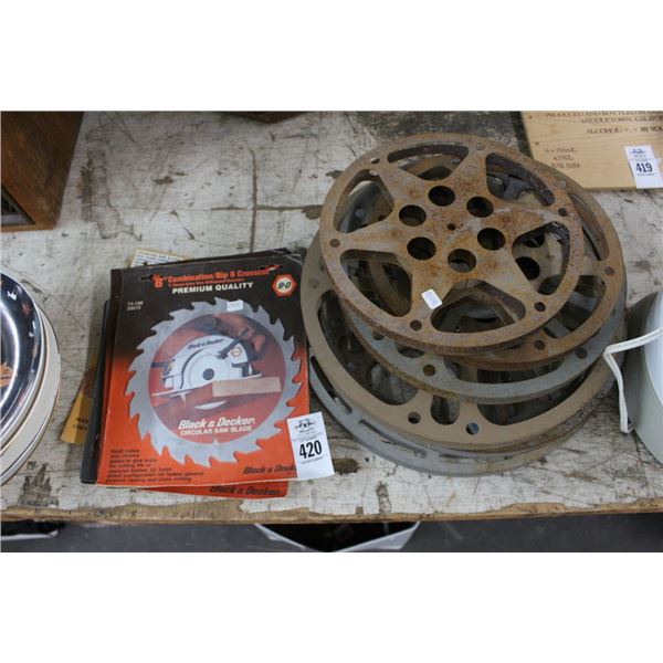 Circular Saw Blades, Vintage Film Projector Wheels
