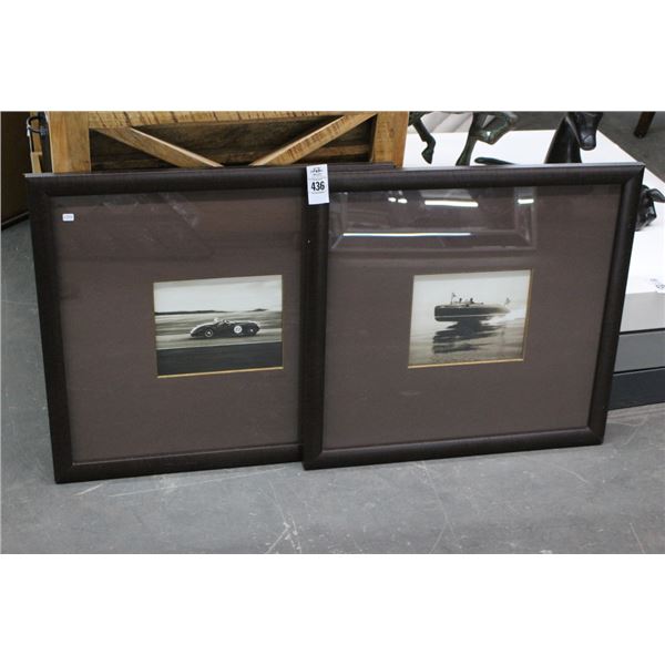 Vintage Framed Photos Mahogany Runabout/Racecar