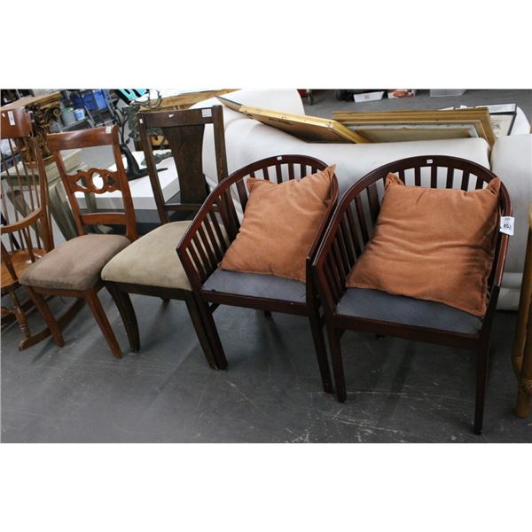 Cherry Spindleback Padded Side Chairs - Pair