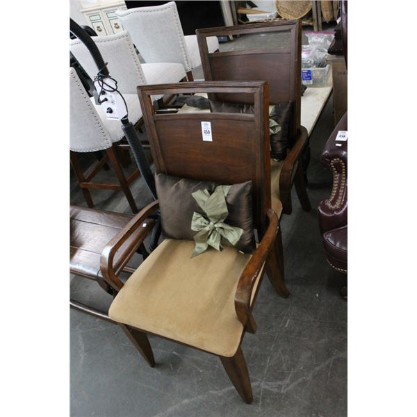 Mahogany Padded Armchairs - Pair