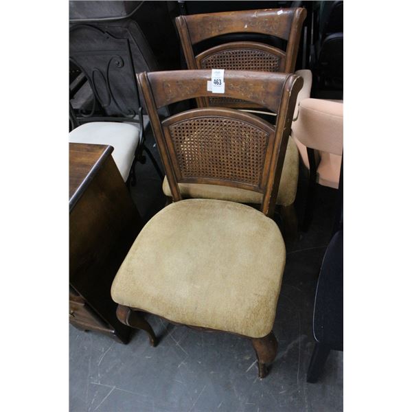 Queen Anne Padded Chairs - Some Damage - Pair