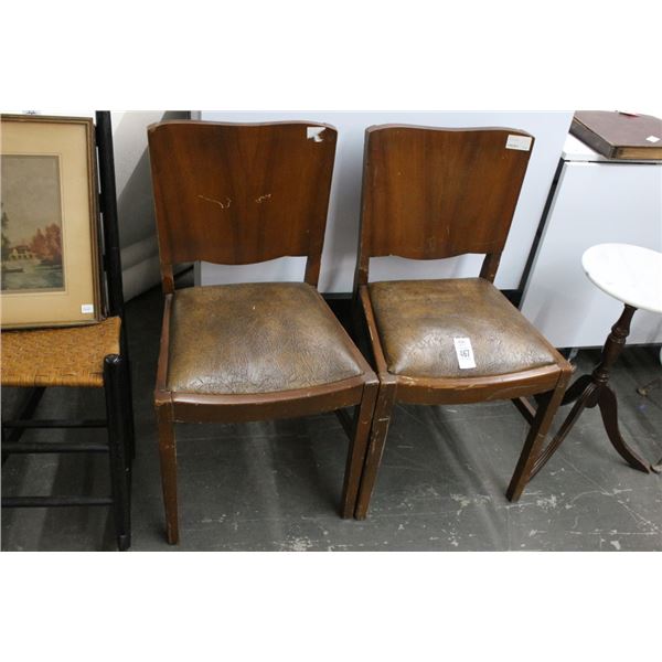Mahogany Padded Side Chairs - Pair