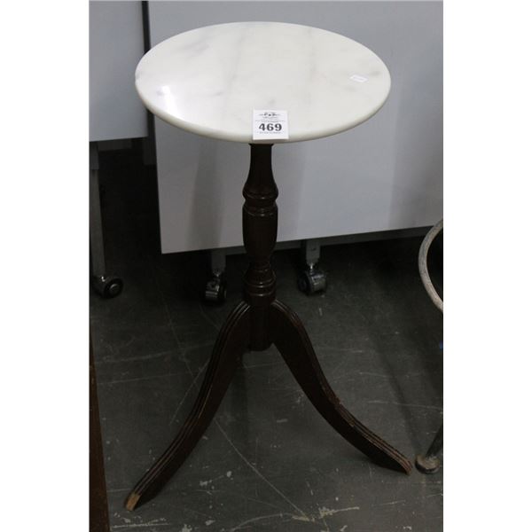 Mahogany Bombay Marble Top Round Pedestal Table