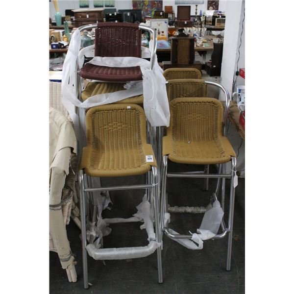 8-Alum Wicker Seat Patio Bar Stools - 8 X $