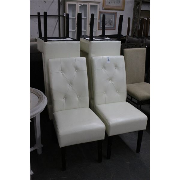 White Vinyl Tufted Dining Chairs - Set of 6