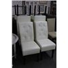 Image 1 : White Vinyl Tufted Dining Chairs - Set of 6