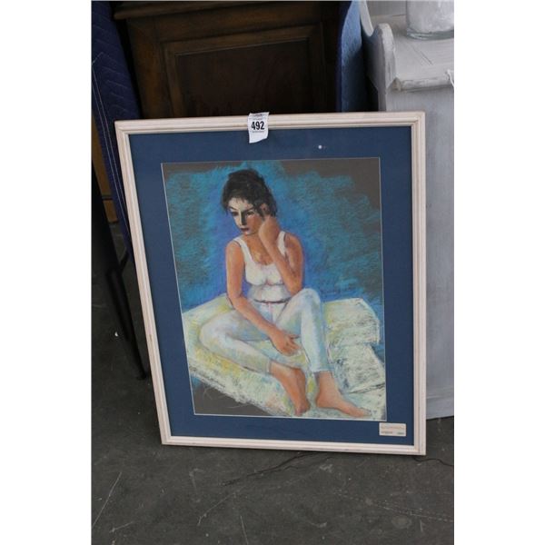 Framed Painting of Woman - 20"  X  24"
