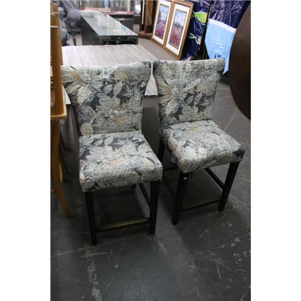Floral Padded Bar Stools - Pair