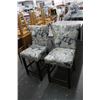Image 2 : Floral Padded Bar Stools - Pair