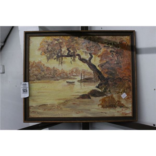 Framed Oil On Board River Scene Signed Pianta
