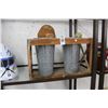 Image 1 : Metal Double Planter Rack w/Carved Coconut Monkey