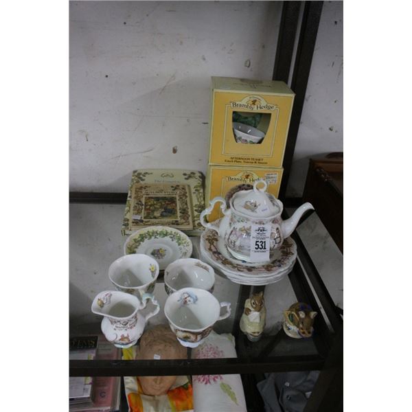 Brambly Hedge, Asst. China w/Squirrel Figurines