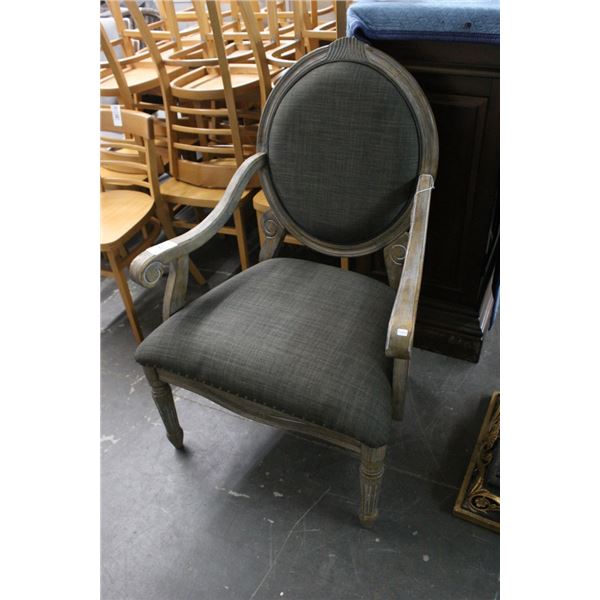 Dark Wood Padded Armchair