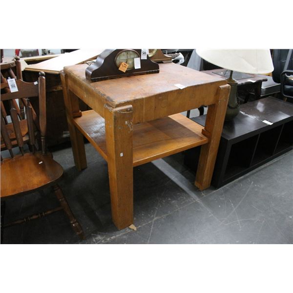 Thick Cut Butcher Block Table w/Undershelf