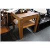 Image 1 : Thick Cut Butcher Block Table w/Undershelf