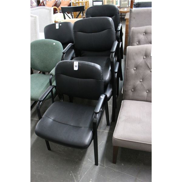 Black Vinyl Padded Armchairs - 5