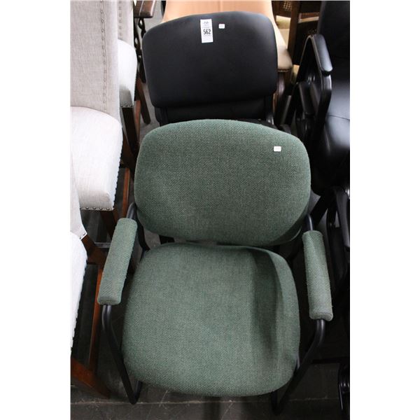 Black/Green Padded Office Side Chairs - 3