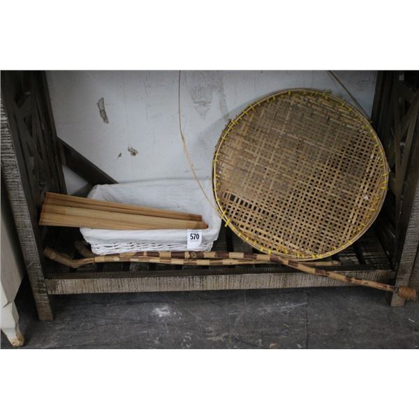 Wood Tray, Window Shade, Accent Pieces - Bottom Shelf
