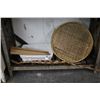 Image 1 : Wood Tray, Window Shade, Accent Pieces - Bottom Shelf