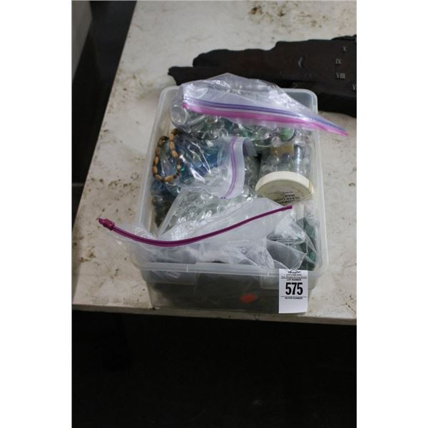 Bin w/Glass Marbles
