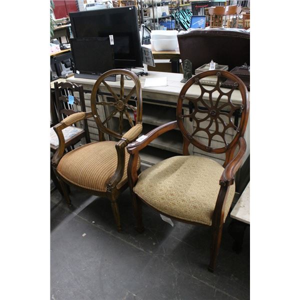 Mahogany w/Cloth Padded Armchairs - 2